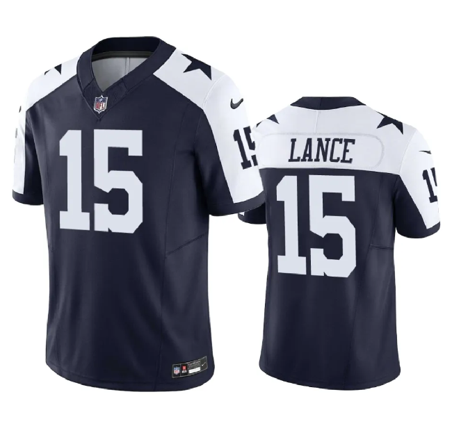 Men's Dallas Cowboys #15 Trey Lance Navy 2023 F.U.S.E. Thanksgiving Limited Stitched Football Jersey - Click Image to Close